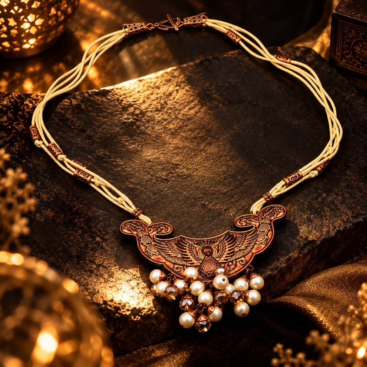 The Peacock Crescent Necklace | YAJAA
