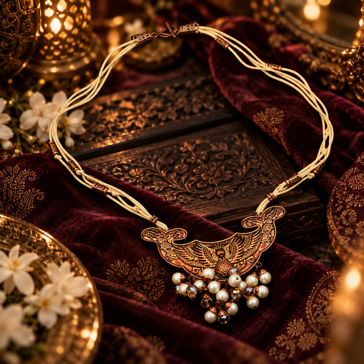 The Peacock Crescent Necklace | YAJAA