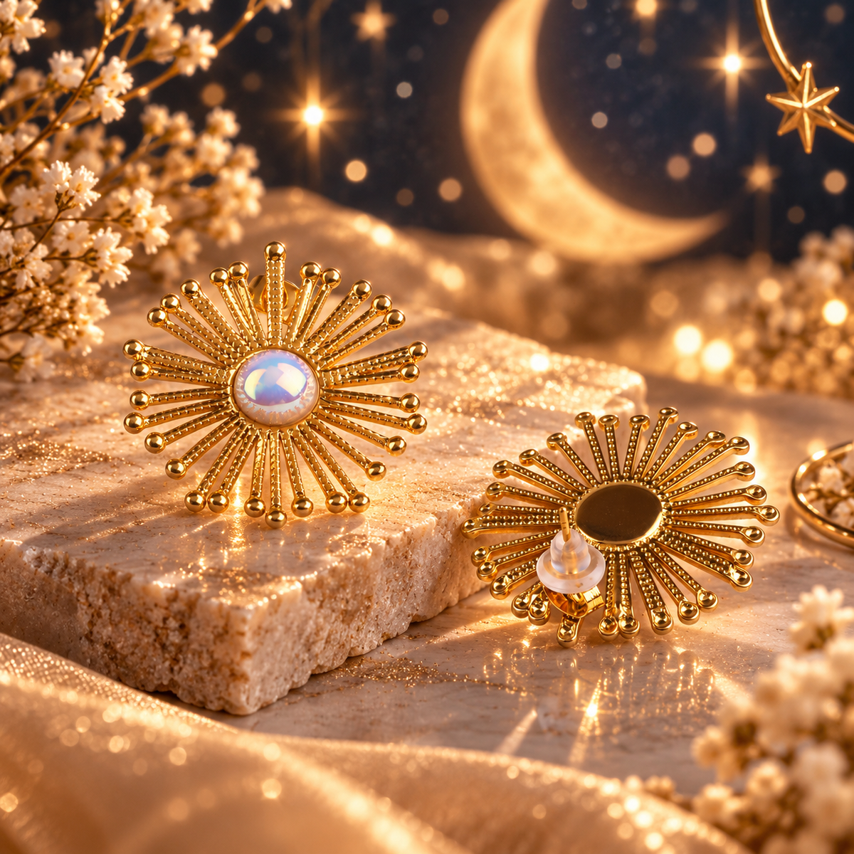 Sunburst Opal Stud Earrings | YAJAA