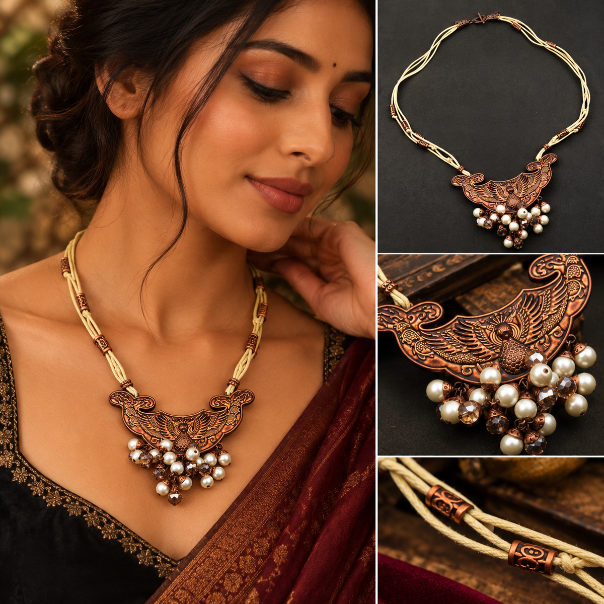 The Peacock Crescent Necklace | YAJAA