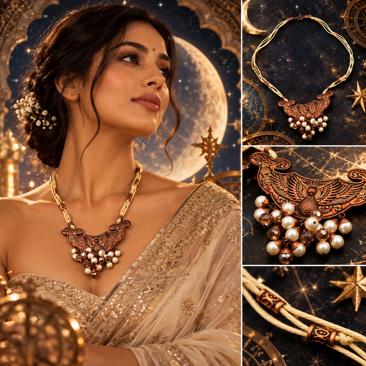 The Peacock Crescent Necklace | YAJAA
