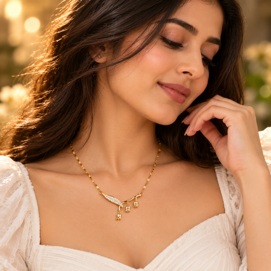 Tulip Grace Necklace | Delicate Floral Gold Jewellery | YAJAA