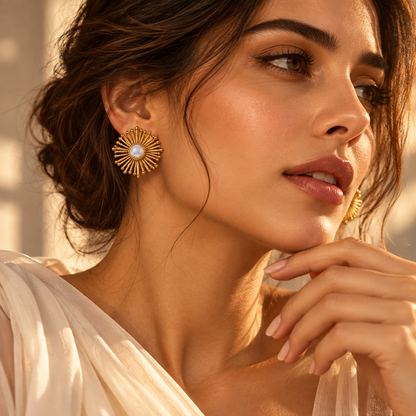 Sunburst Opal Stud Earrings | YAJAA
