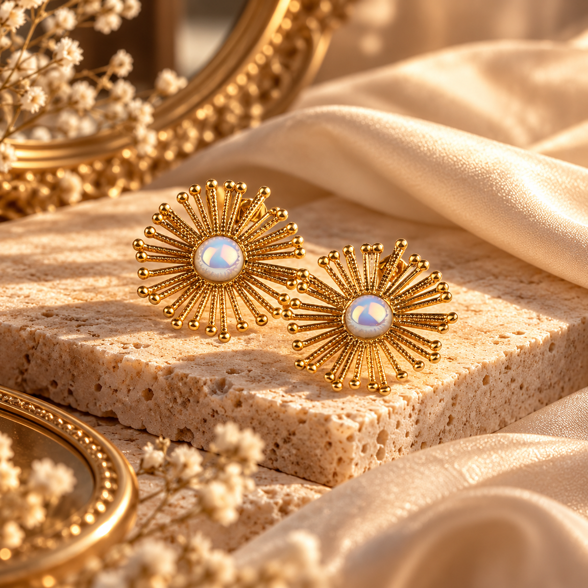 Sunburst Opal Stud Earrings | YAJAA