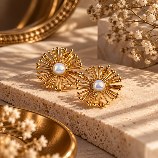 Sunburst Opal Stud Earrings | YAJAA